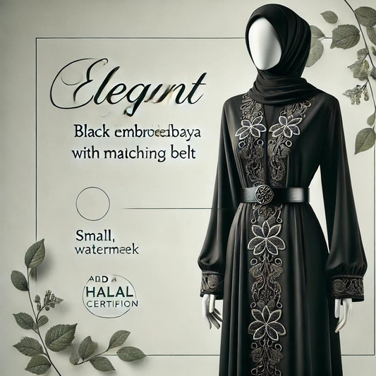 Elegant Black Embroidered Anaya with Matching Belt