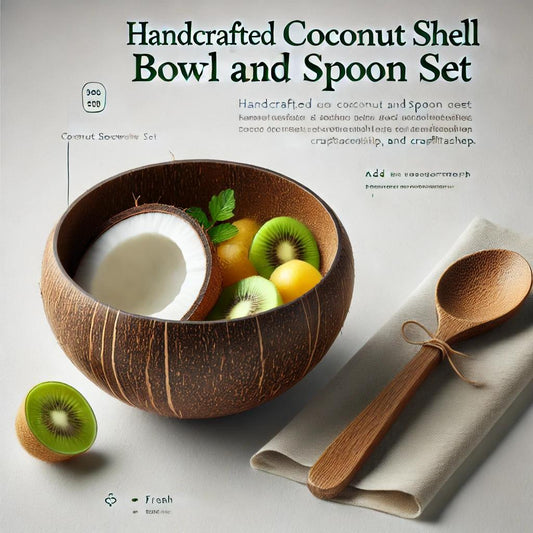 Handcrafted Coconut Shell Bowl and Spoon Set