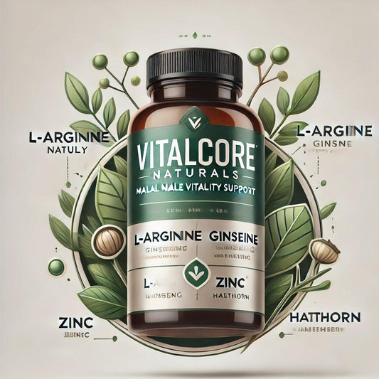 VitalCore Naturals – Halal Male Vitality Support with L-Arginine, Ginseng, and Zinc and Hawthorn